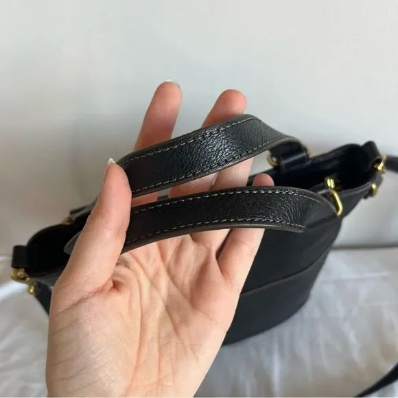 FOSSIL Black Leather Tote shoulder Bag crossbody Satchel Sydney Ryder Gemma Kyle - Picture 5 of 13